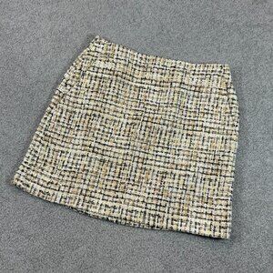 * Loft Tweed Short Skirt Shimmer Sequins Yellow Black Gold Gray Winter NWT US 6